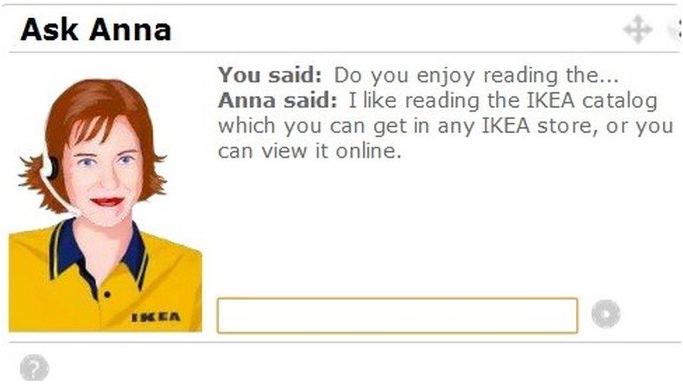 IKEA's Anna virtual assistant, a widely known corporate chatbot from the 2000s and early 2010s
