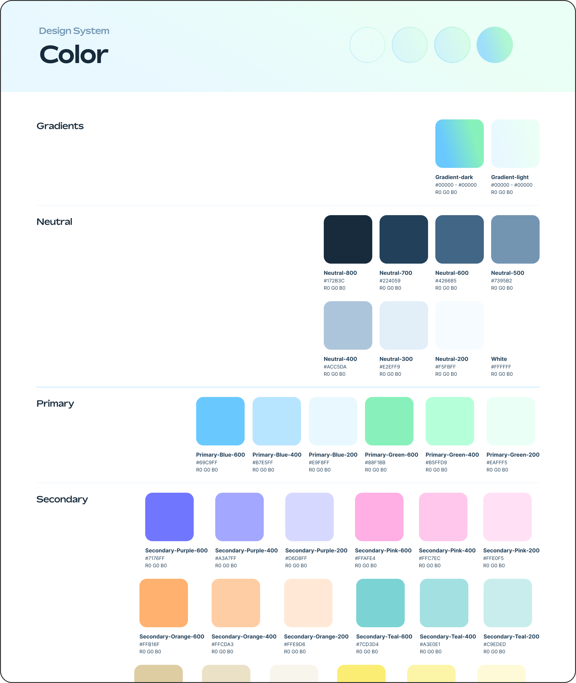 Nation3 design system color palette: neutral, primary, and secondary tones