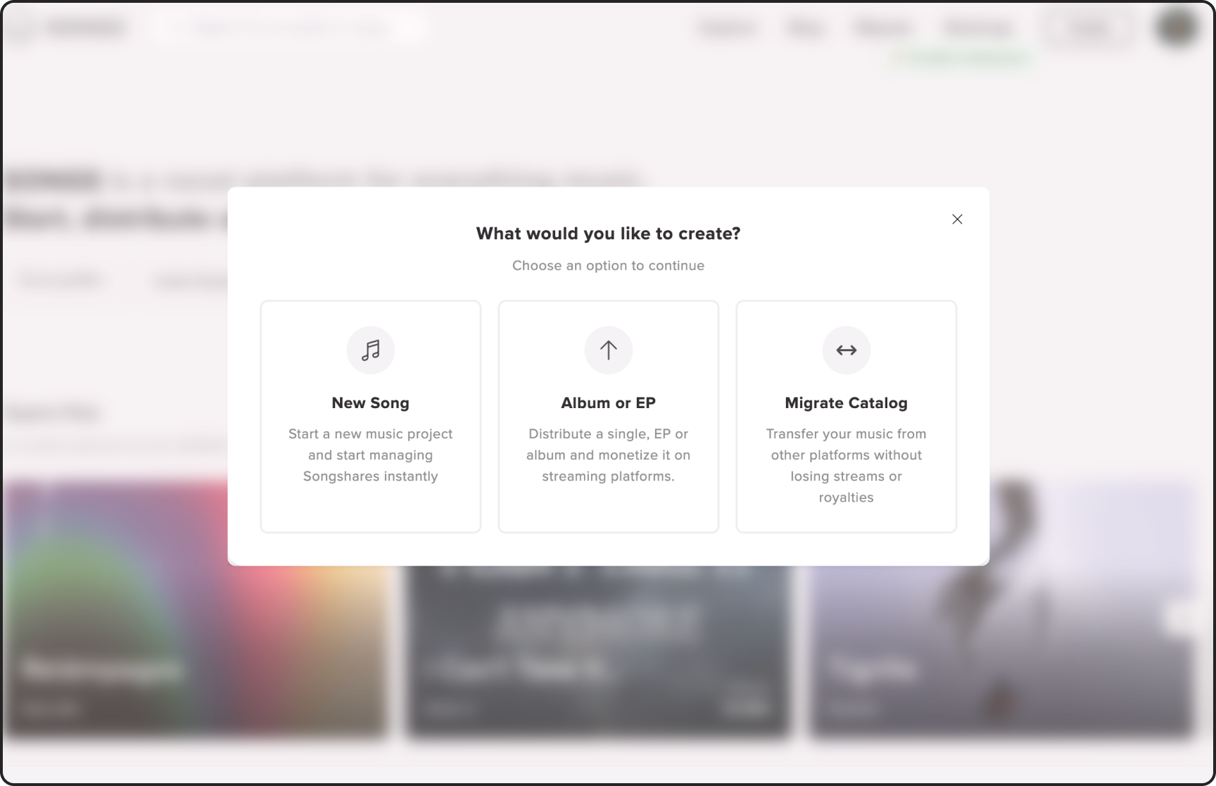 SONGS release creation options